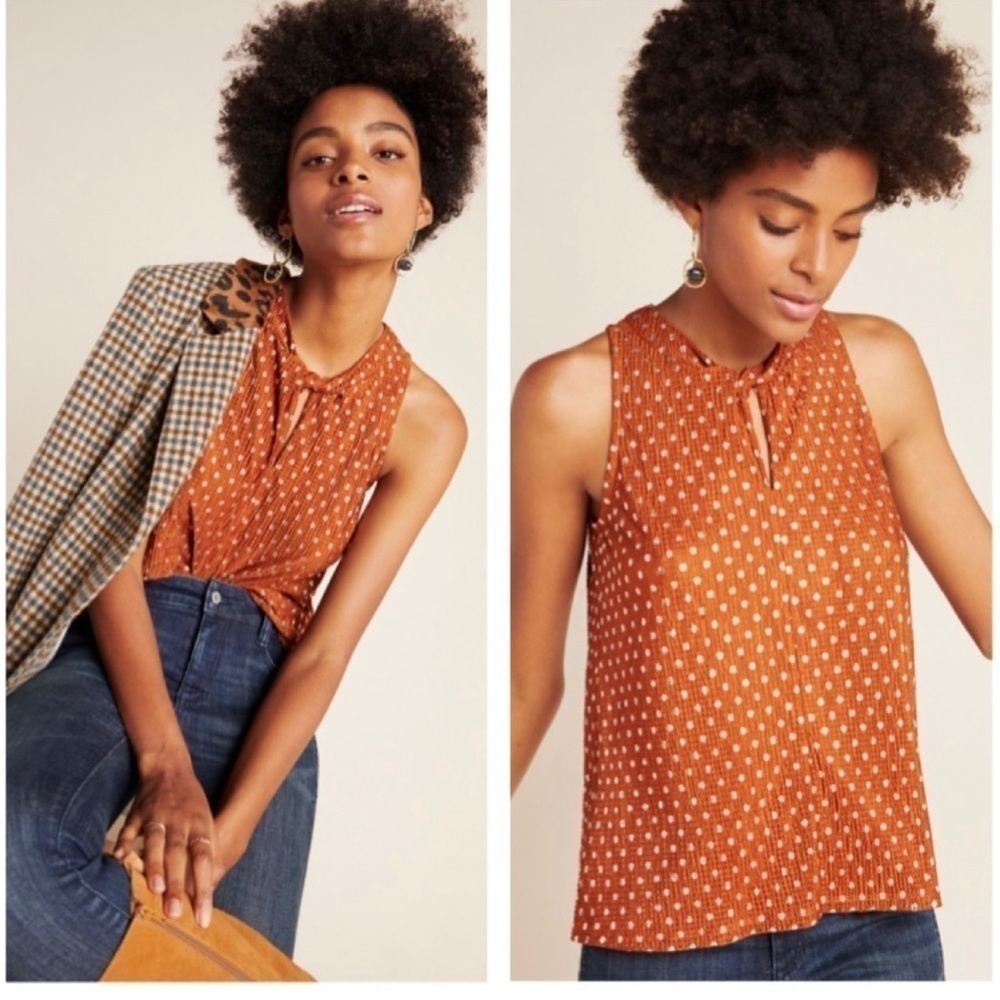 ANTHROPOLOGIE Lennox Polka Dot Halter Top Size XS